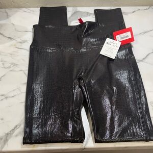 SPANX Faux Leather Croc Brown Leggings